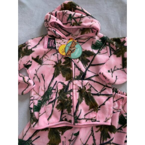 TrailCrest Pink Forest camo 2 piece fleece pajamas 4T NWT - Picture 2 of 3